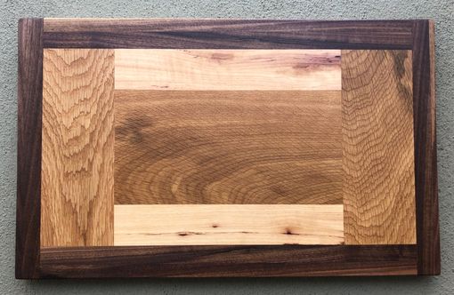 Custom Made Pecan Ash And Walnut Butcher Block Cutting Board And Serving Tray