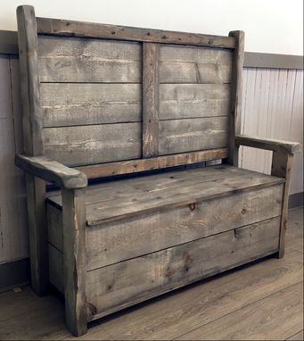 Custom Made Rustic Reclaimed Wood Bench With Storage / Farmhouse / Farm House / Seating / Storage