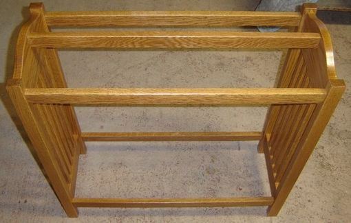 Custom New Solid Red Oak Wood Mission Style Quilt Rack 