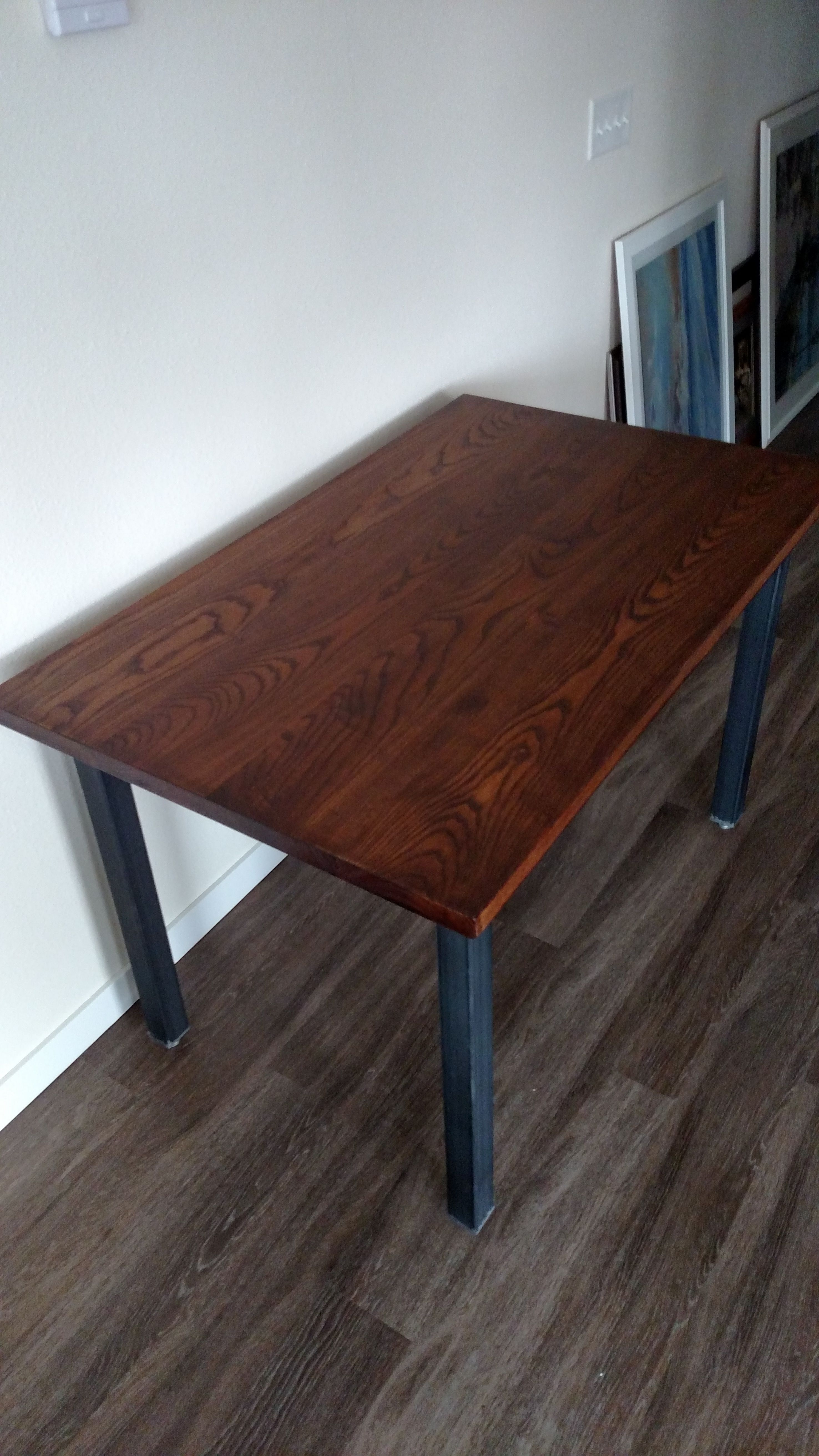Custom Made Wood And Steel Table by Four Fields Furniture