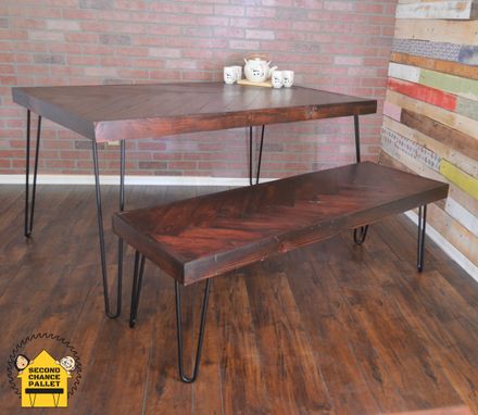 Custom Made Reclaimed Dining Table-Handcrafted Herringbone Dining Table