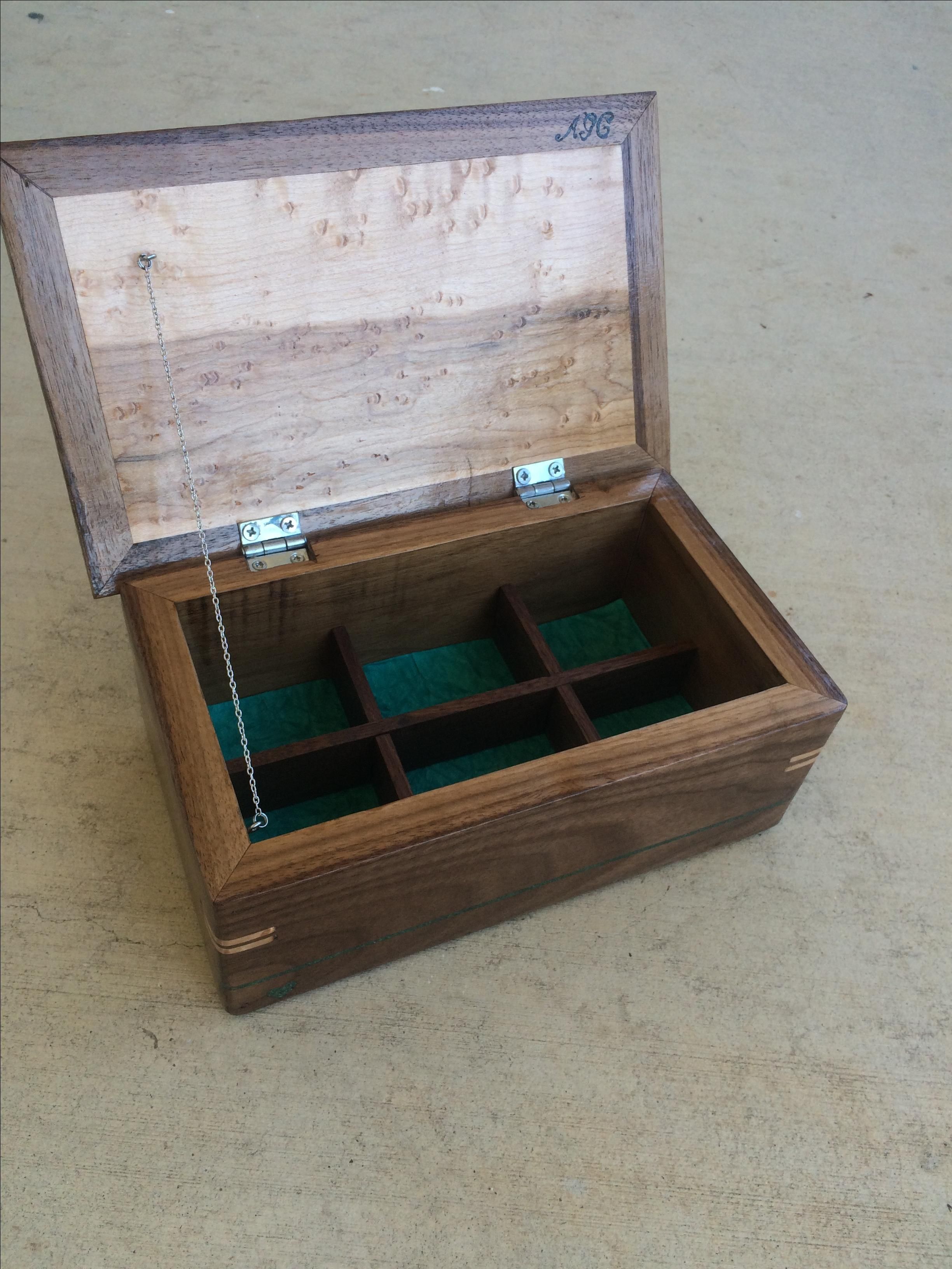 Hand Made Walnut And Birdseye Maple Jewelry Box by Bc Creative Designs