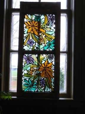 Custom Made Golden Flowers Stained Glass