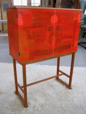 Custom Made Danish Mid Century Modern Cherry Painted Chest On Stand Cabinet