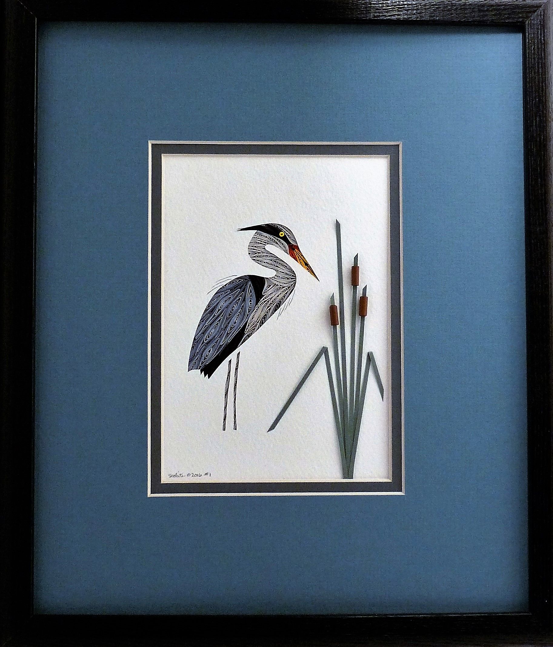 Buy Hand Crafted Blue Herons Quilled Framed Wall Art New Hampshire