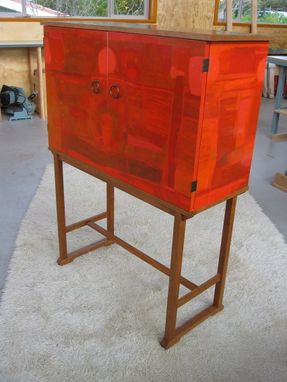 Custom Made Danish Mid Century Modern Cherry Painted Chest On Stand Cabinet