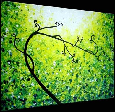 Custom Made Green Tree, Abstract Tree Original, Green Landscape Painting, By Lafferty - 24 X 36