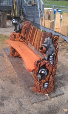 Custom Made Rustic Raccoon Bench