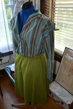 Custom Made Asymmetrical Blouse And Green Skirt (Retro Combo)