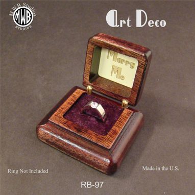 Custom Made Antique Art Deco Style Ring Box With Free Engraving And Shipping. Rb-97