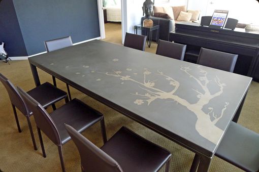 Custom Made Concrete And Steel Dining Table