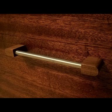 Custom Made Stainless Steel And Walnut Wood Cabinet Pull