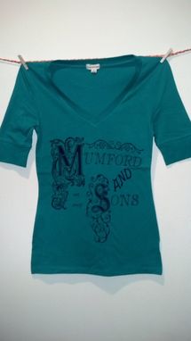 Custom Made Mumford And Sons Inspired Screen Printed Small Or Medium Forest Green Shirt, Ready To Ship