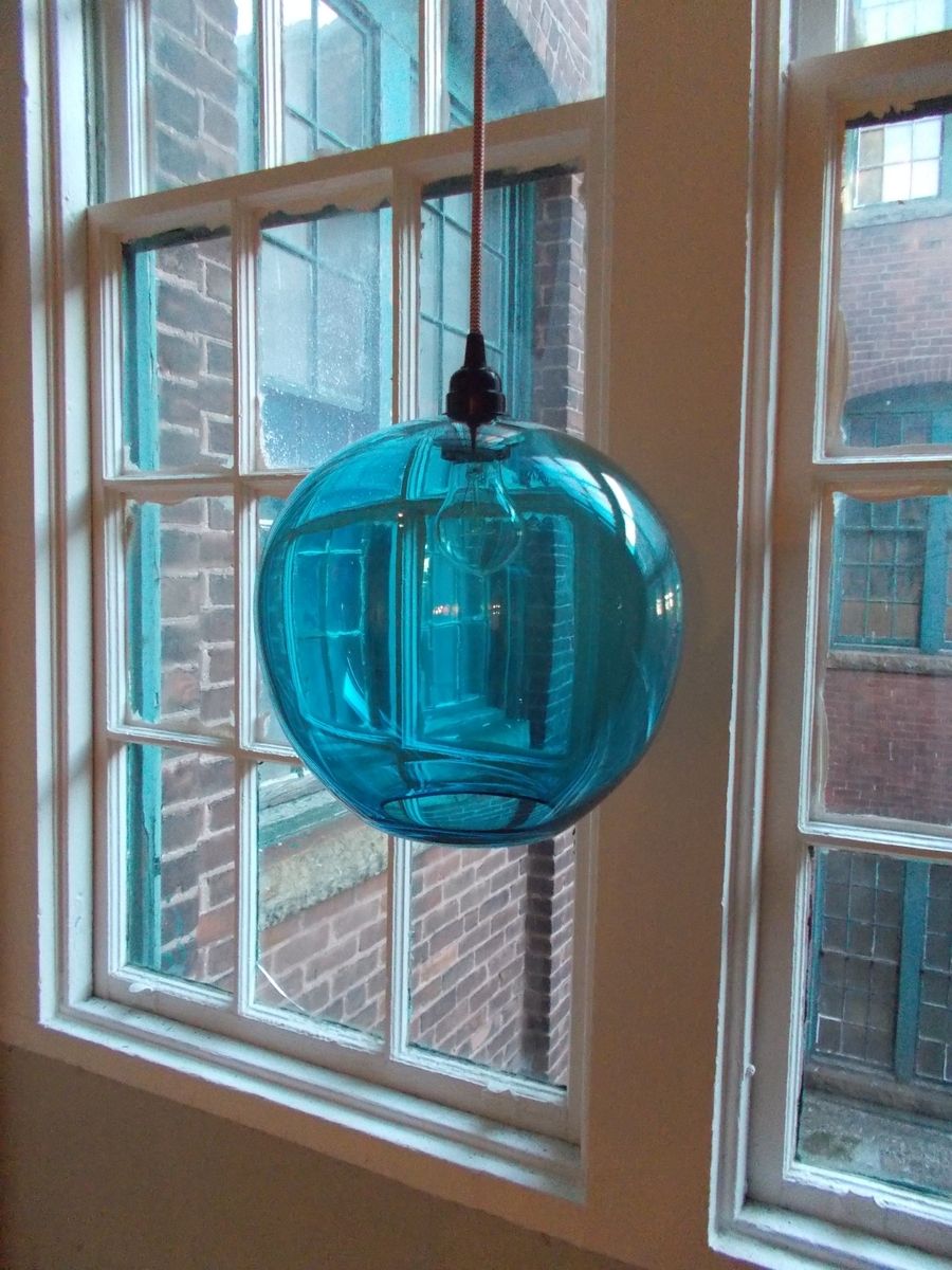 Hand Crafted 10 Inch Globe Hand Blown Glass Pendant Lighting by