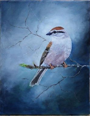 Custom Made Bird Painting, Wildlife Painting: Arizona Native Bird, Chipping Sparrow Acrylic On Canvas