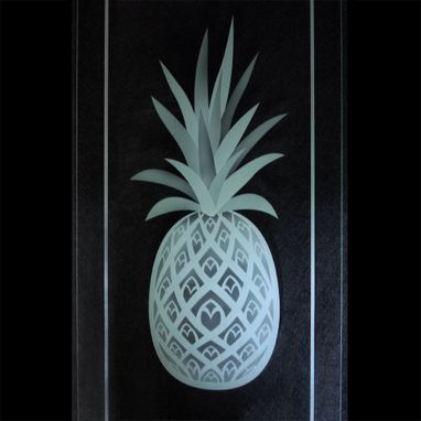 Custom Made Pineapple Etched Glass Kitchen Cabinet Carved Doors