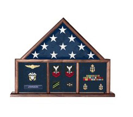 Custom Made Flag And Memorabilia, Flag Shadow Box, Combination Flag Medal