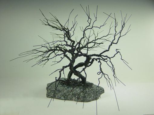 Custom Made Intertwined Wire Bonsai Tree Sculpture
