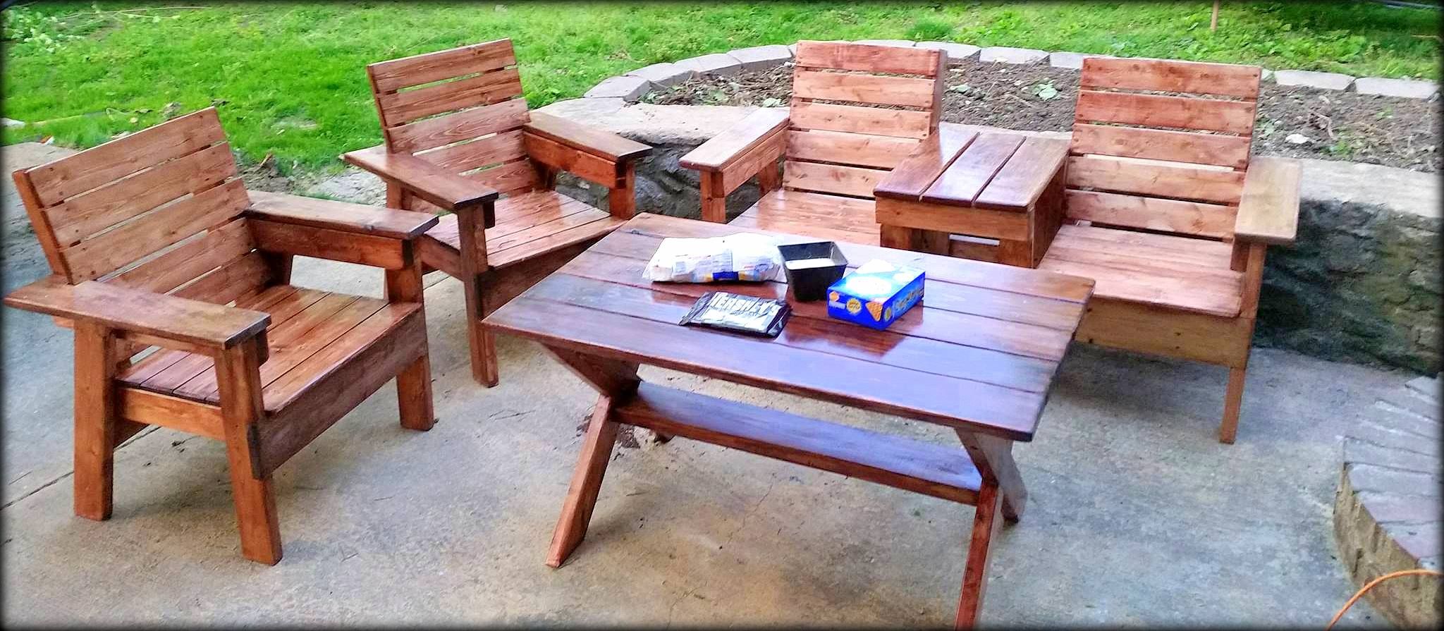Custom Made 4 Piece Wooden Patio Set by DFCrafting