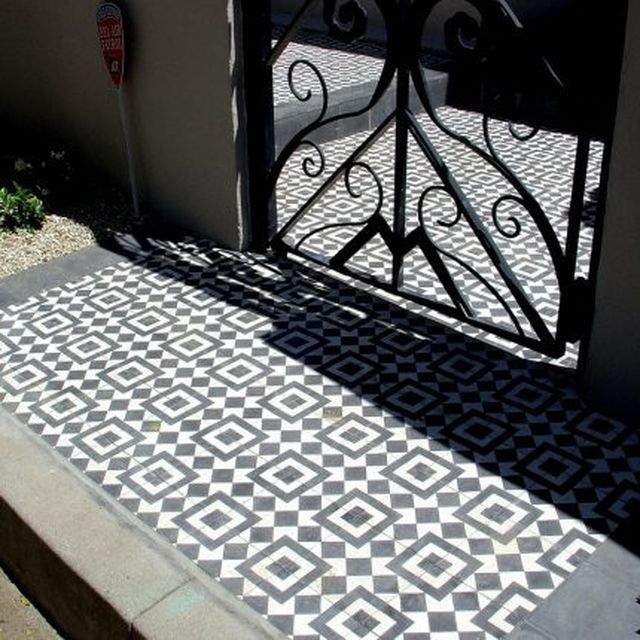 Hand Crafted Fez Black And White Cement Tile Patio By Granada Hand Crafted Fez Black And White Cement Tile Patio By Granada Concrete Custommade Com
