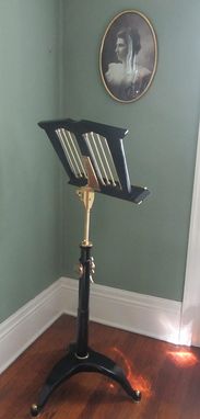 Custom Made Black Lacquer And Brass Music Stands
