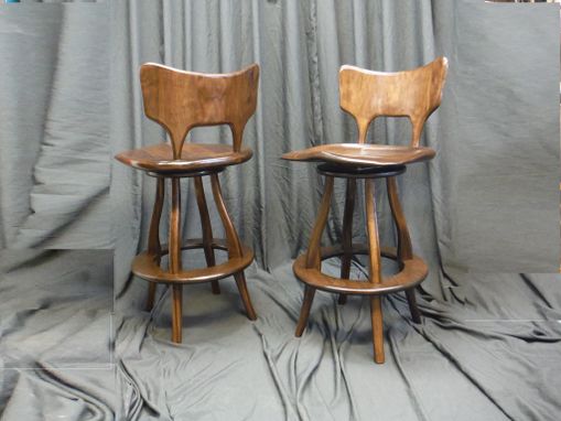 Custom Made Over-Sized Walnut Stools With Swivel