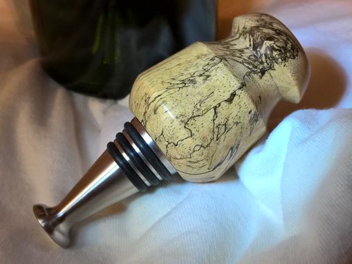 Custom Made Wine Bottle Stopper. Spalted Tamarind And Solid Stainless Steel