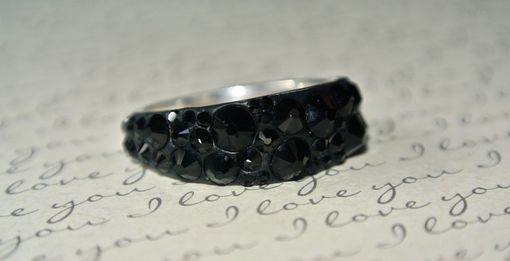 Custom Made Jet Black Crystal Ring In Sterling Silver | Made With Swarovski® Elements