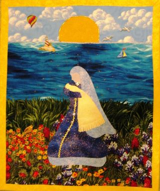 Custom Made Quilted Landscape Wall Hanging - "Mother And Child"