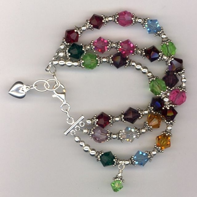 Birthstone Charms Charm Bracelets Custommade Custom Swarovski Crystal Pearl Sterling Beaded Mother S Charm Bracelet By Melinda Jernigan