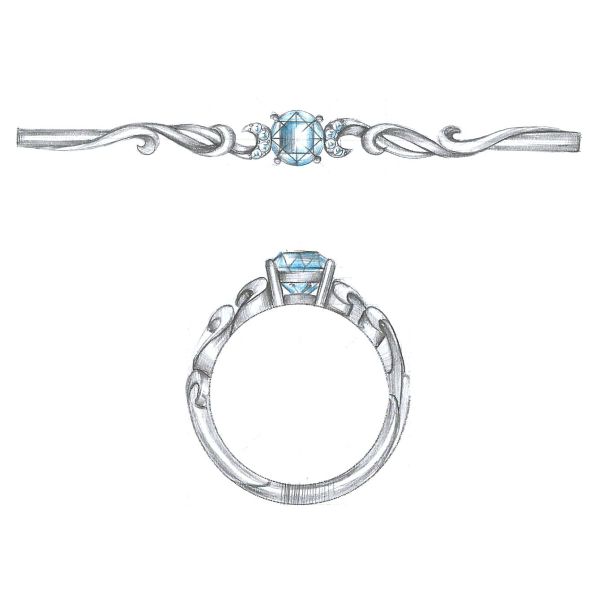 Sculptural tides in a white gold band and a diamond create this ocean engagement ring.