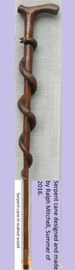 Custom Made Serpentine Walking Cane In Walnut Wood