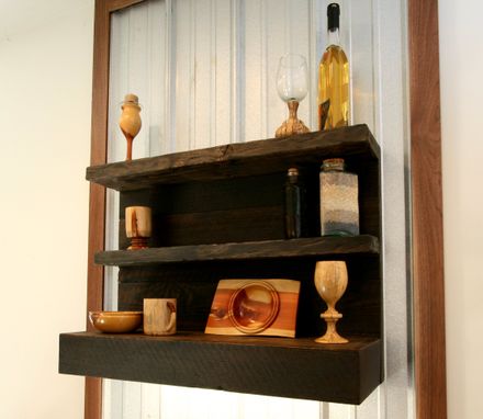 Custom Made Decorative Rustic Modern Wall Floating Shelf In Reclaimed Distressed Stained Wood