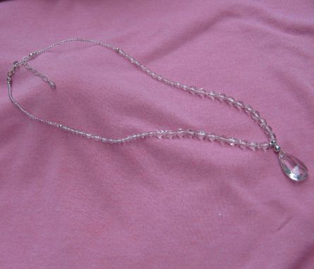 Custom Made Pink Crystal Teardrop Necklace