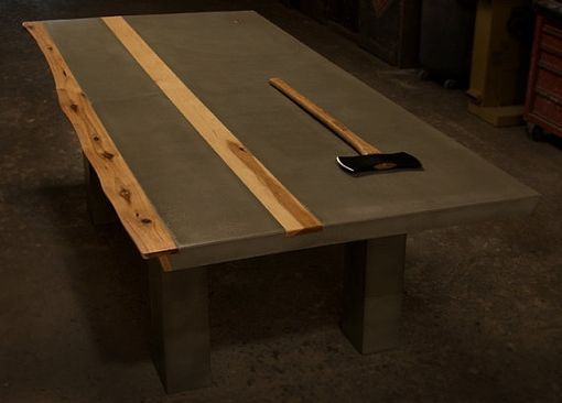 Custom Made Concrete / Hickory Wood Dining Table