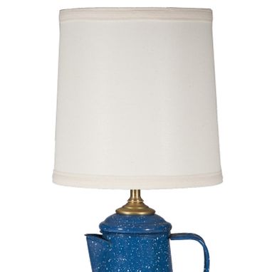 Custom Made Vintage Blue Metal Coffee Pot Upcycled Lamp