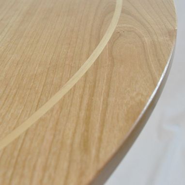 Custom Made Round Cherry Extension Pedestal Table W/ Maple Inlay