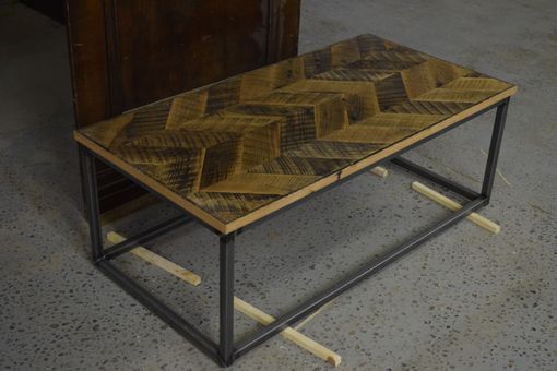 Custom Made Rustic Wood And Steel Coffee Table