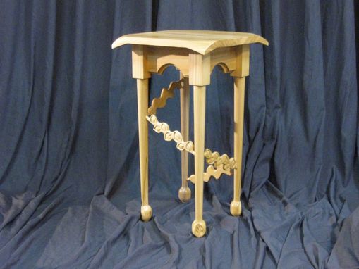 Custom Made Carved Poplar Side Table.