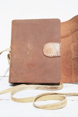 Custom Made Leather Bound Journal Handmade Travel Adventure Diary Silkscreen Art Notebook