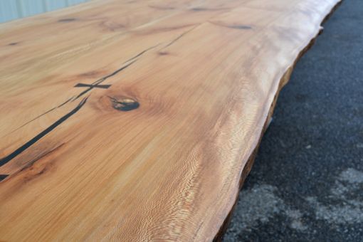 Custom Made Live Edge Sycamore Conference Table With I Beam Base
