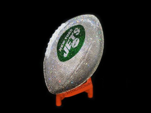 Custom Made New York Jets Crystallized Football Full Size Nfl Bling Genuine Europeani Crystals Bedazzled