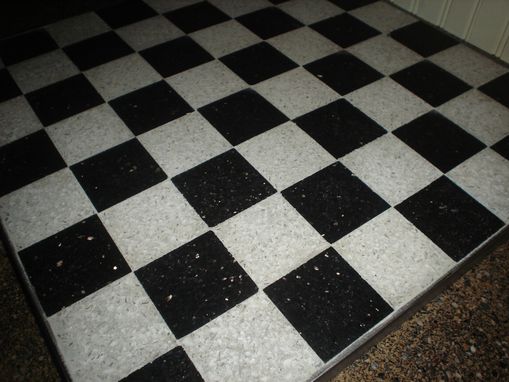 Custom Made Black Granite And White Concrete Squared Chess Board