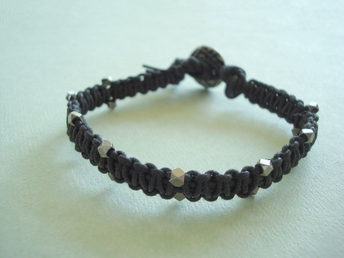 Buy a Hand Crafted Men's Macrame Bracelet With Genuine Leather ...