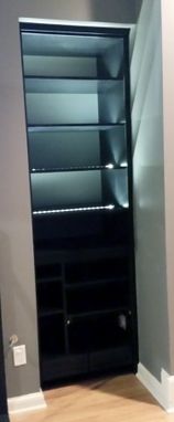 Custom Made Black Lacquer Built In Media Unit With Led Lighting