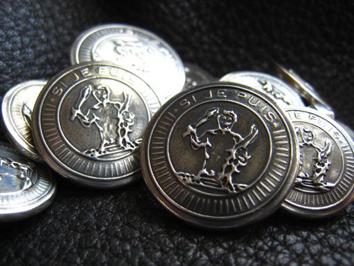 Custom Made Set Of Custom Blazer Buttons In Sterling Silver With Your Business Logo, Or Coat Of Arms