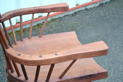 Custom Made Walnut Curved Back, Spindle, Armchairs