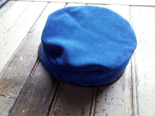 Custom Made Blue Leather Motorcycle Style Hat