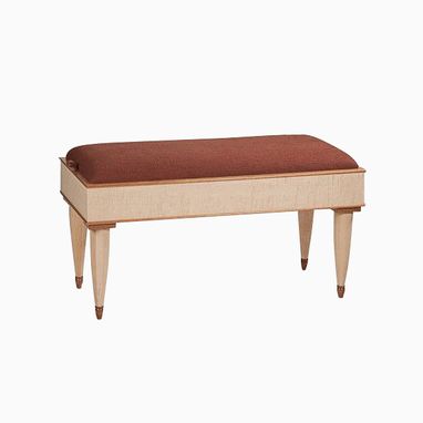 Custom Made Upholstered Cherry Maple English Sycamore Bench With Storage