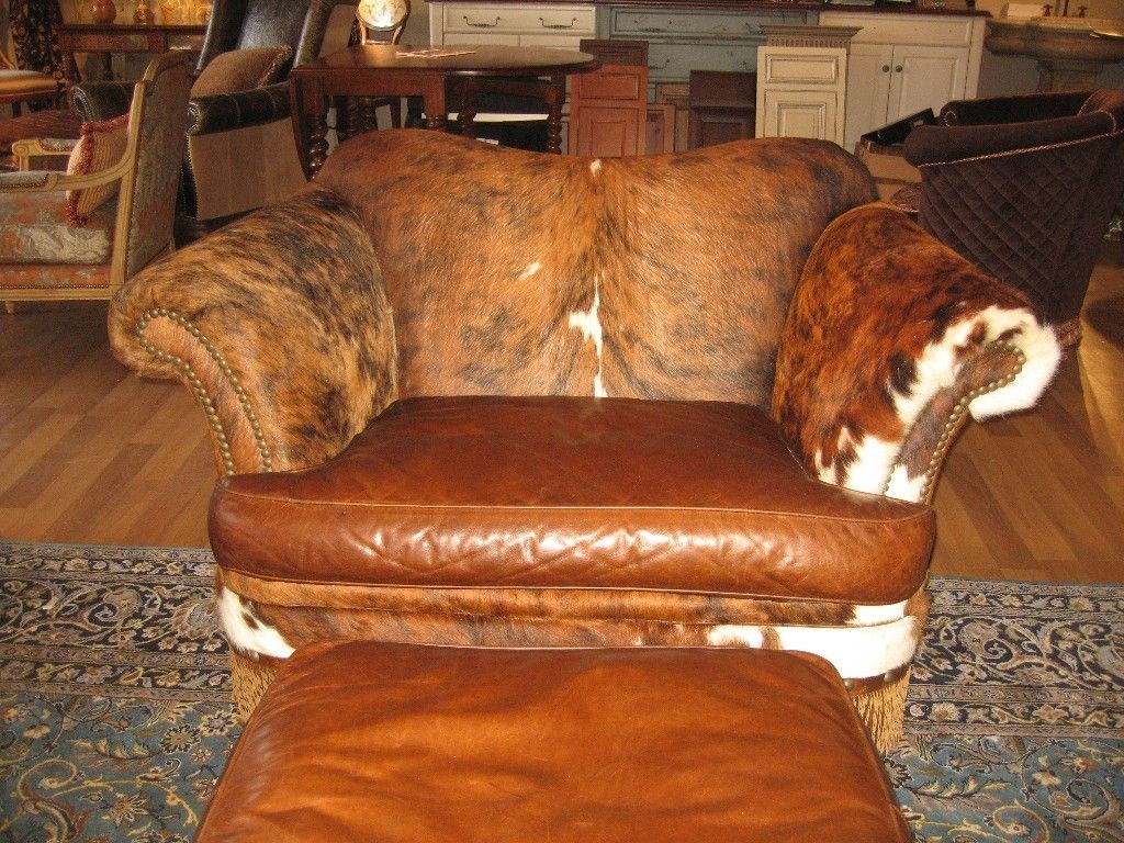 Custom Made Hair Hide And Twisted Leather Fringe Chair A Half Custom Made Hair Hide And Twisted Leather Fringe Chair A Half With Matching Ottoman By Ttt Llc Custommade